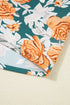 Green Floral Print Trimmed V Neck Tie Waist Sleeveless Holiday Long Dress